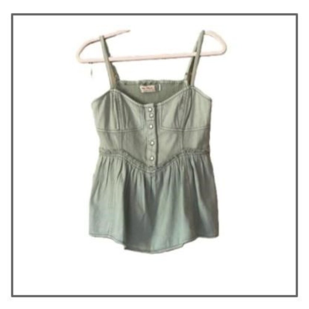 NWT We The Free Reworked Denim Top | Sea Mist | XS
